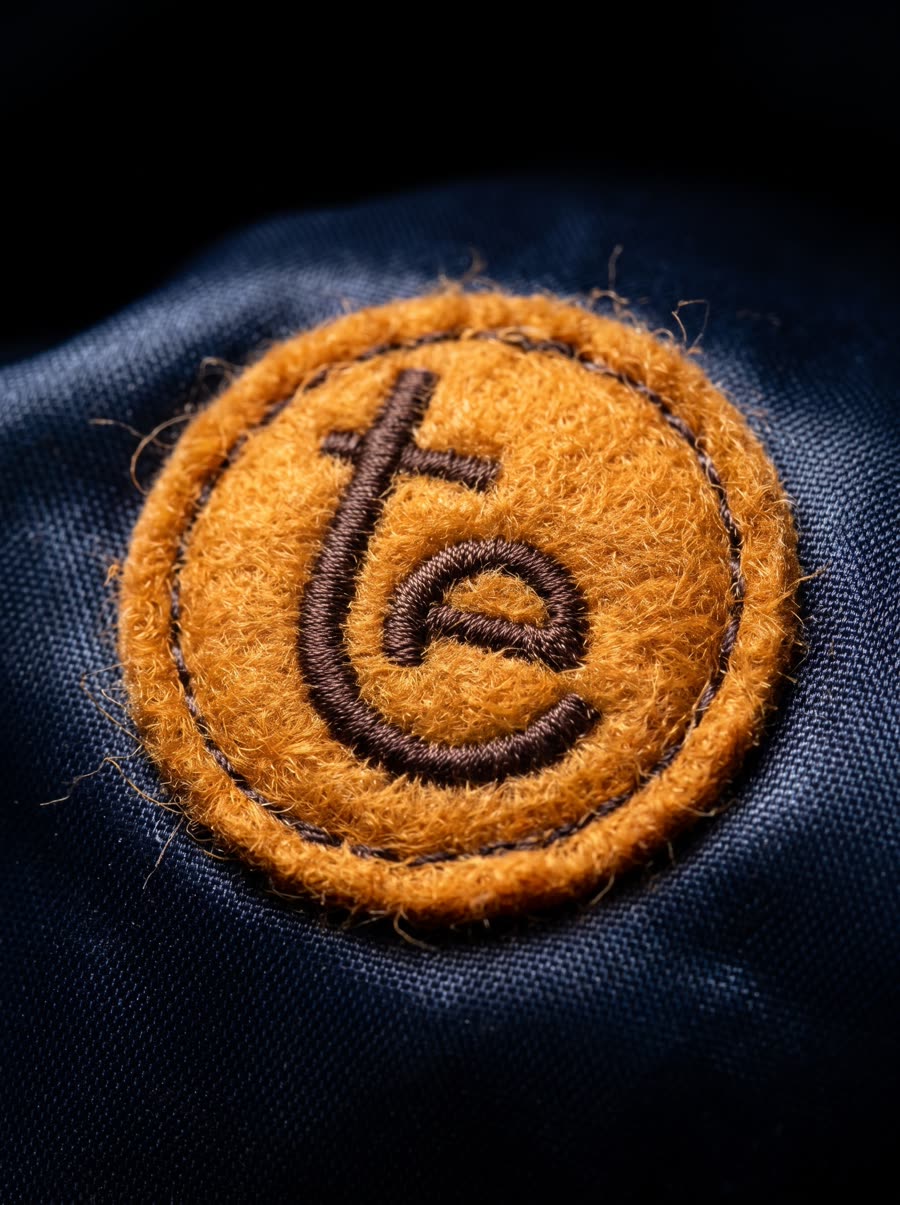 Patch rond en feutre orange brodé te